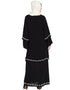 Chic Double Layer Bell Sleeve hand embroidered Abaya Black Women Online shopping USA